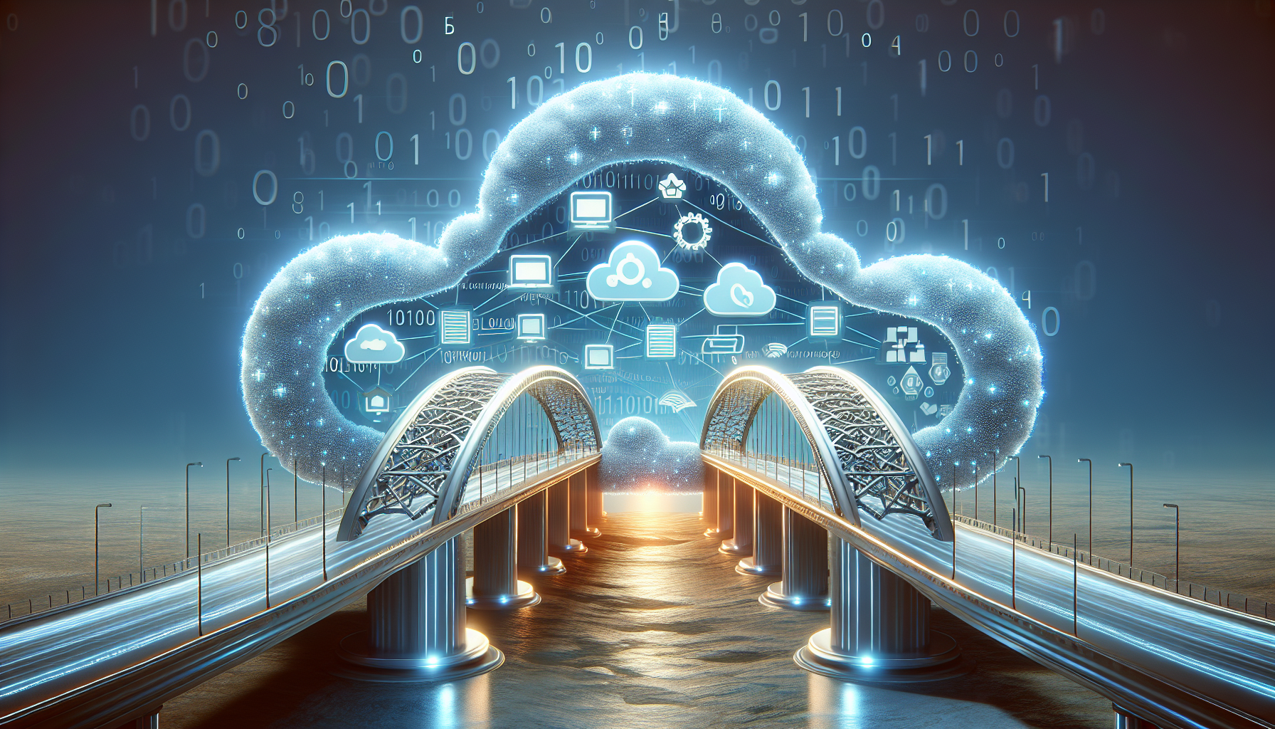 Bridge connecting different cloud environments symbolizing multi-cloud deployments.